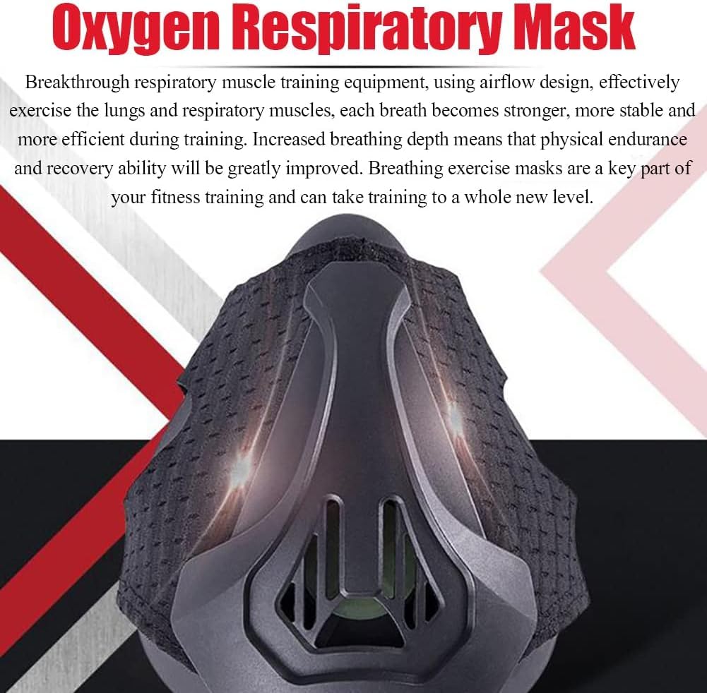 McbeAn Maschera da Allenamento, Maschera Fitness, 6 Livelli di Respirazione, Simulazione di Altitudine Elevata, Copertura Aderente al Viso, per Palestra, Cardio, Fitness, Corsa, Resistenza