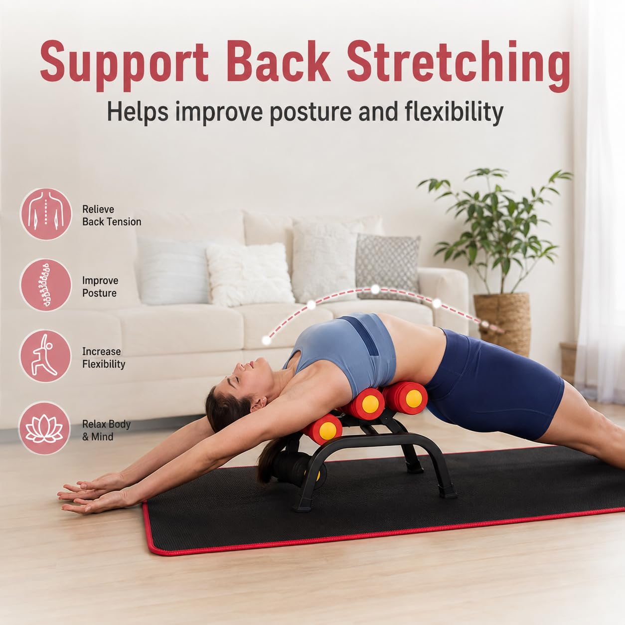 Mini tavolo di inversione, capacità 400 libbre, rulli massaggianti a 8 punti | Il design compatto 45 x 45 cm supporta stretching, addominali, yoga e esercizi di inversione controllata.