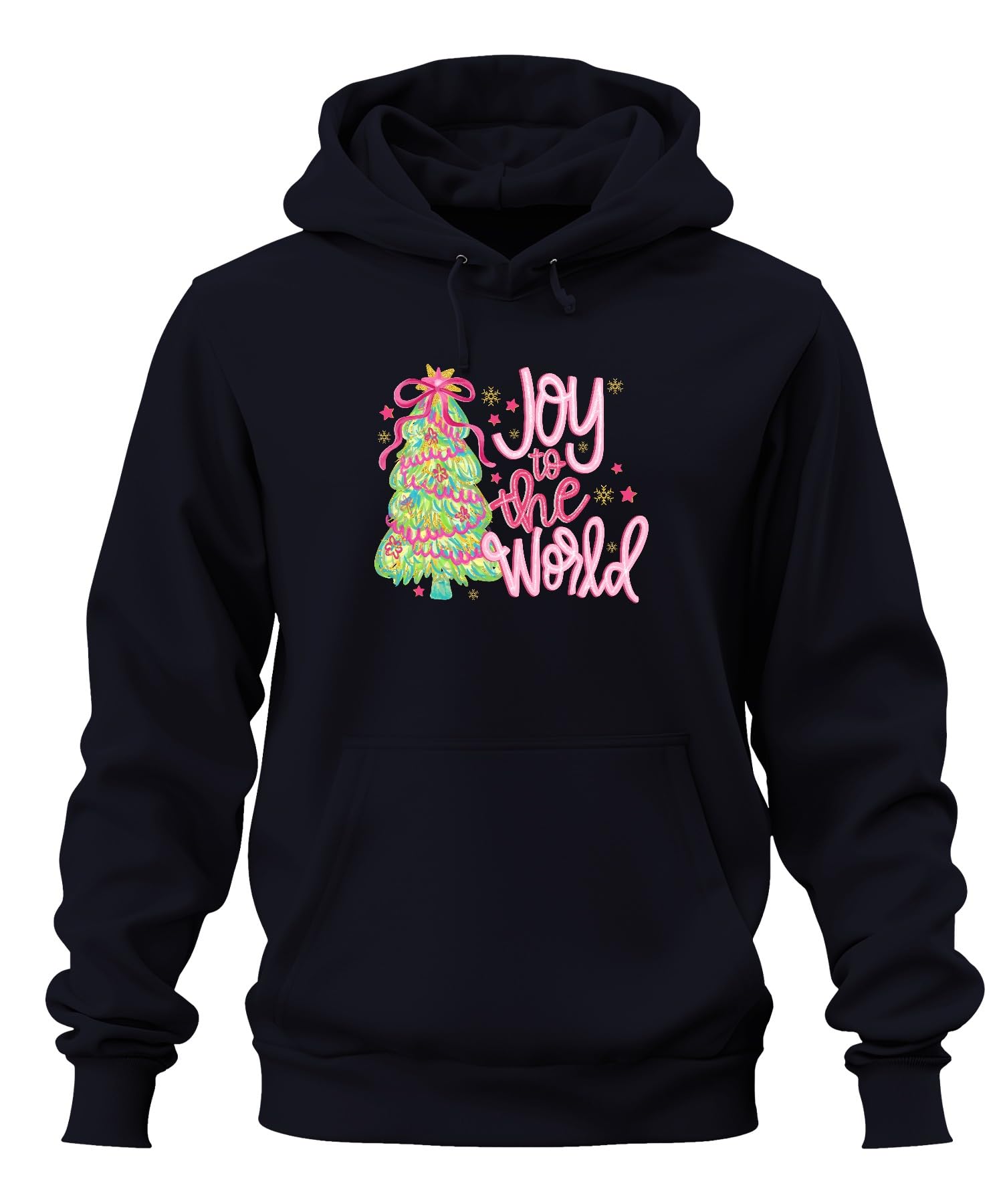 Joy to The World Choinka, prezent na Boże Narodzenie, różowy, brokatowy, uniseks bluza z kapturem