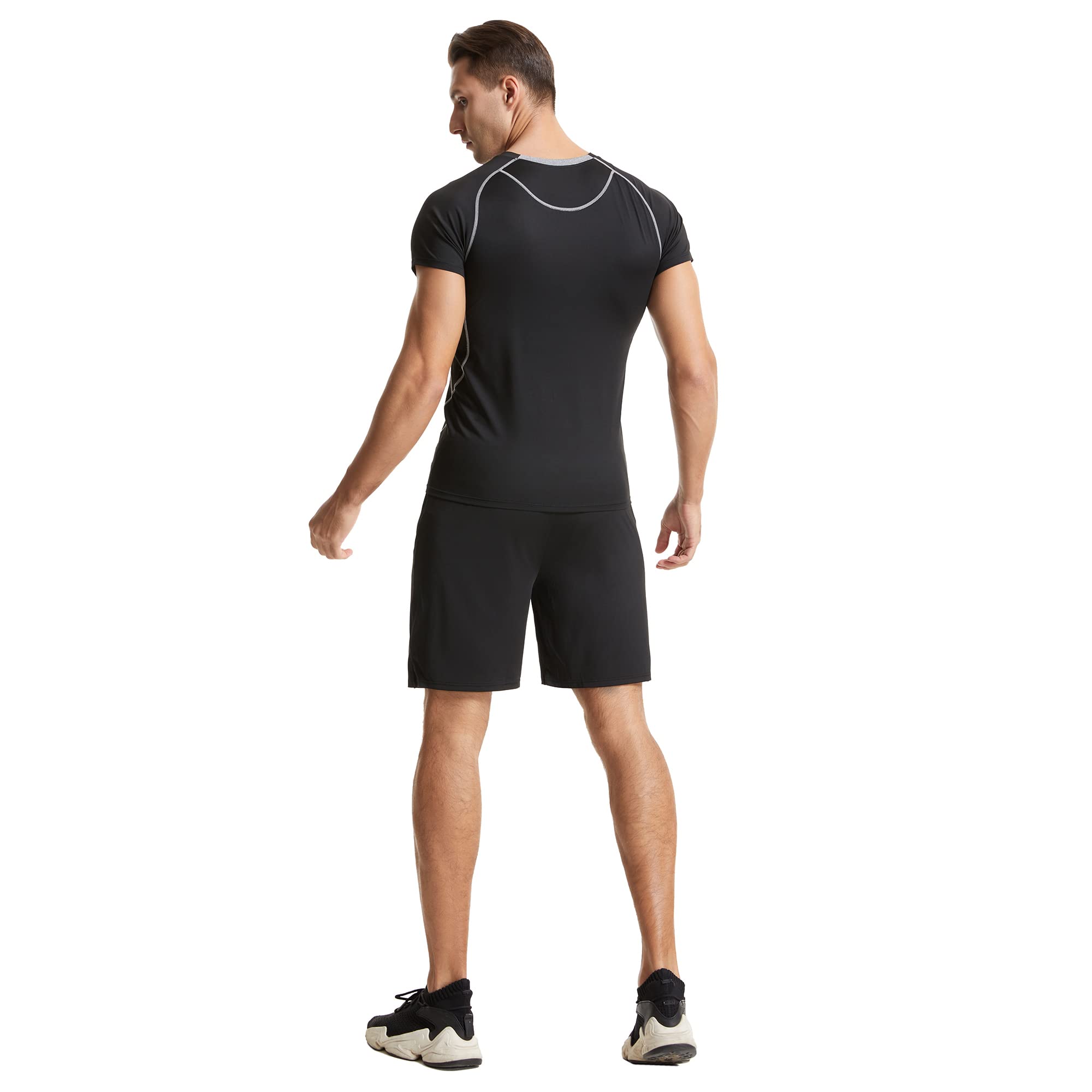 Uomo 5 pezzi Compressione Sportivi Abbigliamento Set Giacca con Cappuccio Pantaloni Camicia Top Completi Sportivi Tuta Fitness Palestra Uomo Formazione Vestiti Giacca Atletica Set
