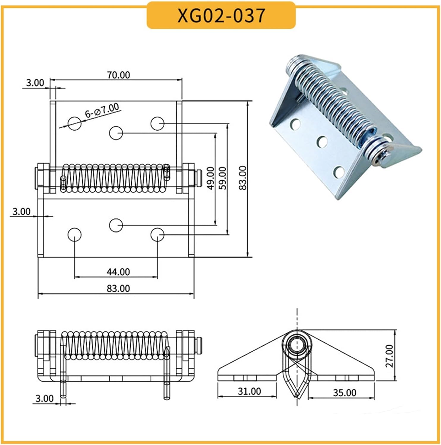 Hinge for Large Load-Bearing Equipment - Self Closing Spring Hinges