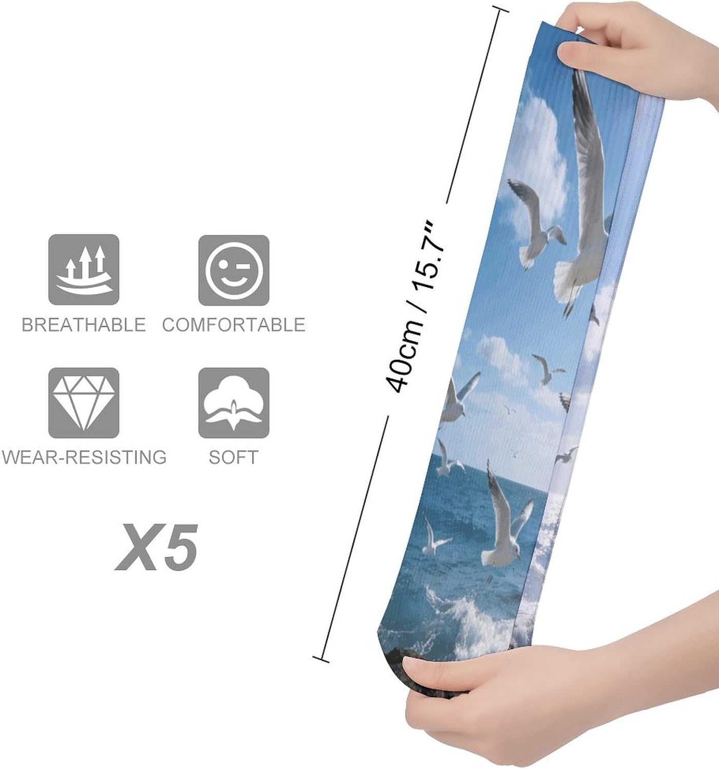 Flying Birds Crew Socks Cozy Casual Calf Socks Lightweight Long Work Sock Breathable Athletic Sock for Hiking Sports Running 5 Pairs