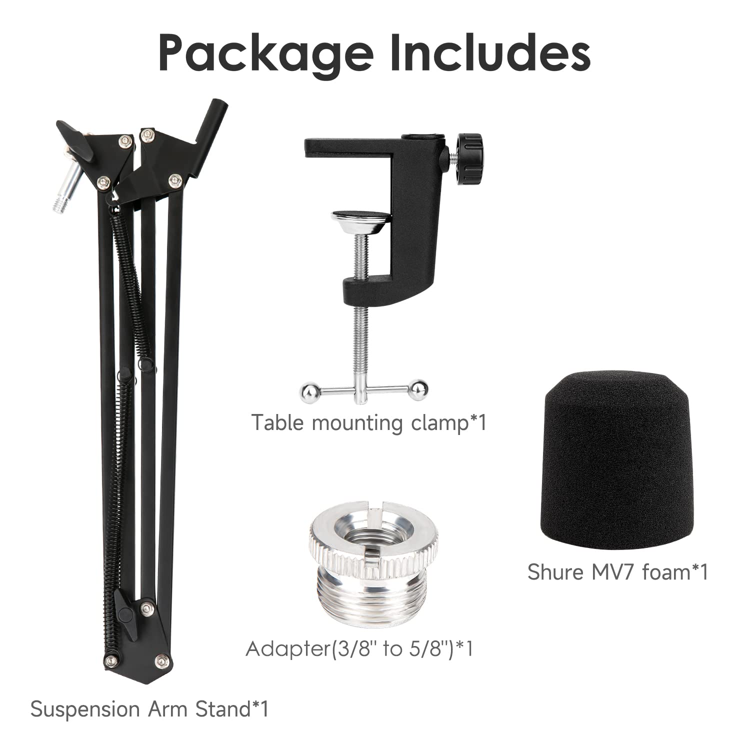 For Shure MV7 Boom Arm - Upgraded Mic Arm with Reduce Wind Noises 