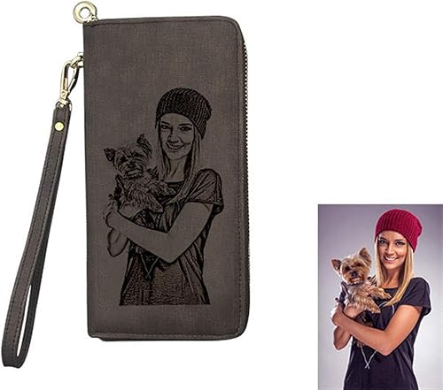 Miniatura 4 de Cartera personalizada con fotos para mujer, cartera de cuero con bolsa de mano, el mejor regalo para mujeres, regalos de Navidad, Marrón oscuro de