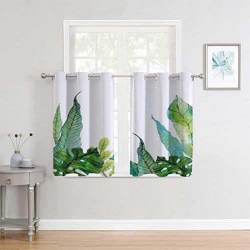 Miniatura 1 de YANFENQI Cortina Blackout para Habitacion Leaf Grommet Short Door Dividers for Rooms Blackout Sheet 110Inch Width by 96Inch Length,2 Panels