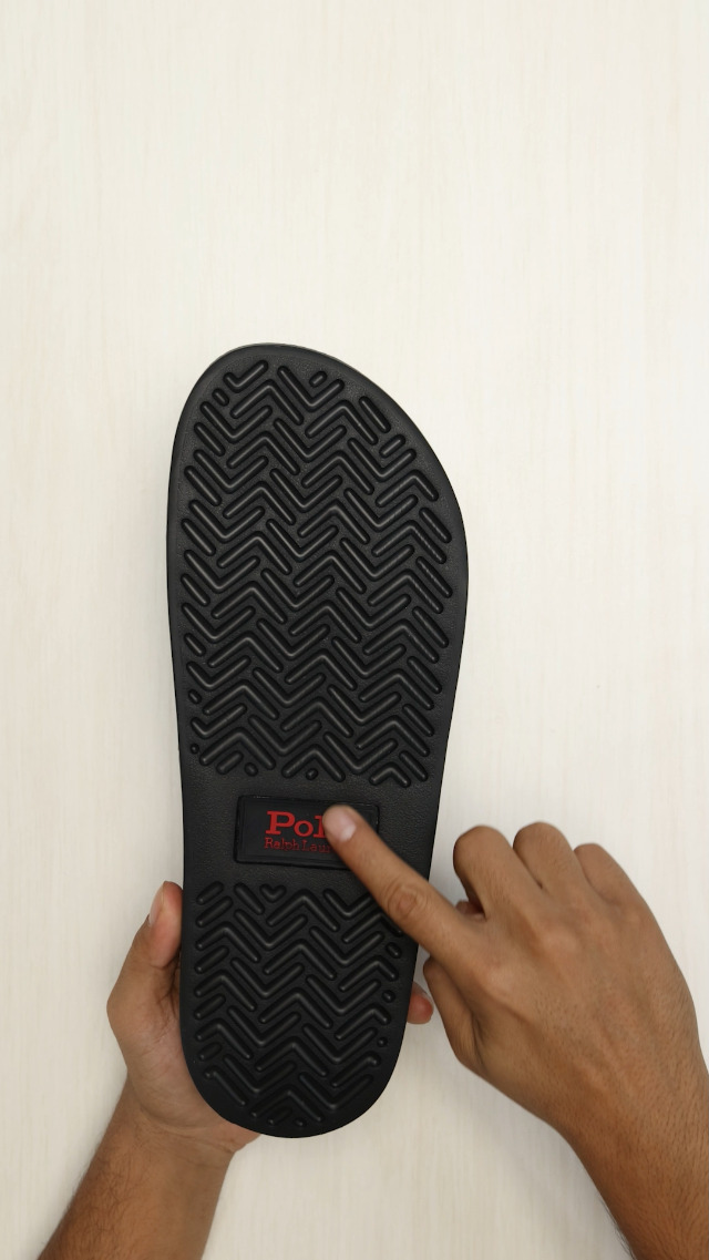 Amazon.com | Polo Ralph Lauren Men's Polo Slides, Black/Red, 11