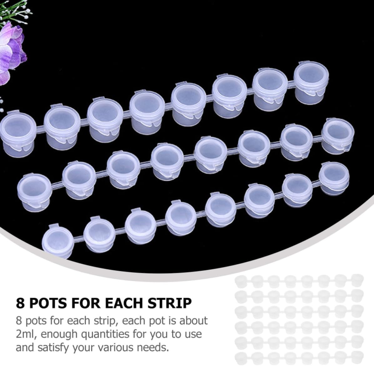 50pcs Plastic Paint Storage Strips for Pigments 2ml White