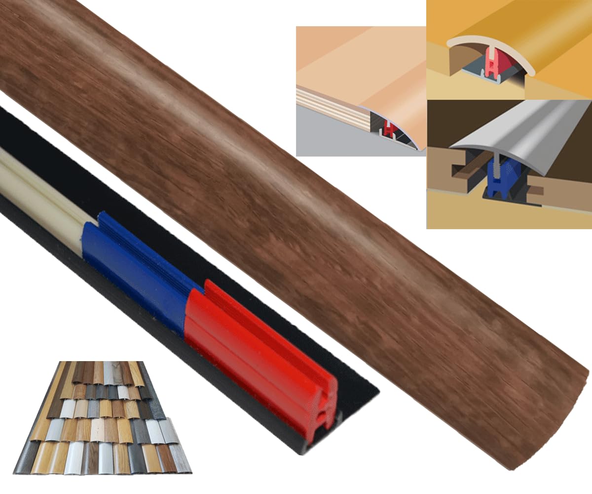 Laminated Threshold Strip Clip System 38mm x 90cm Multi-Height & Pivot Self Adhesive Easy Fit (Kolburg)