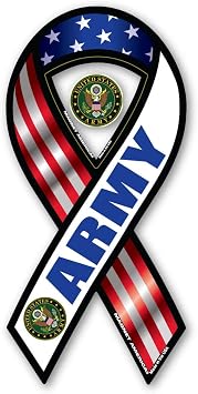 Magnet America Army Red, White, and Blue 2-in-1 Mini Ribbon Magnet is 4" x 2" Made for Vehicles and Refrigerators