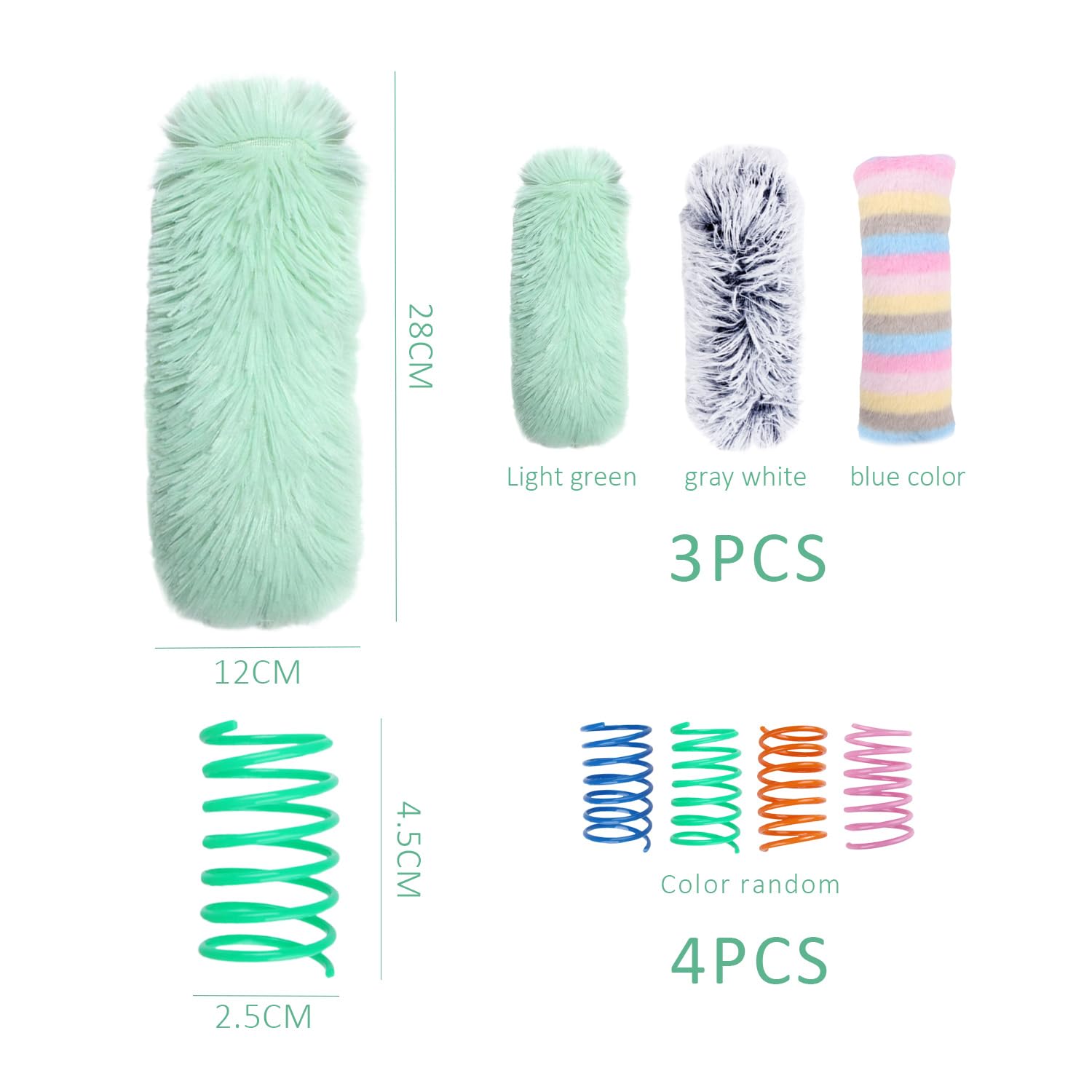 USHXVG 3 Pieces Of Cat Plush Toys, 4 Pieces Of Cat Spring Toys, Pet Plush Toys, Interactive Cat Toys, Cat Chew Toys, Pet Toys - Image 2