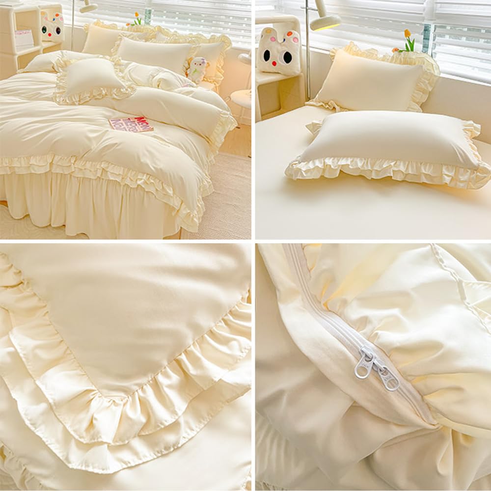 Amazon｜布団カバーセット フリル 寝具カバーセット 3点セット 4点