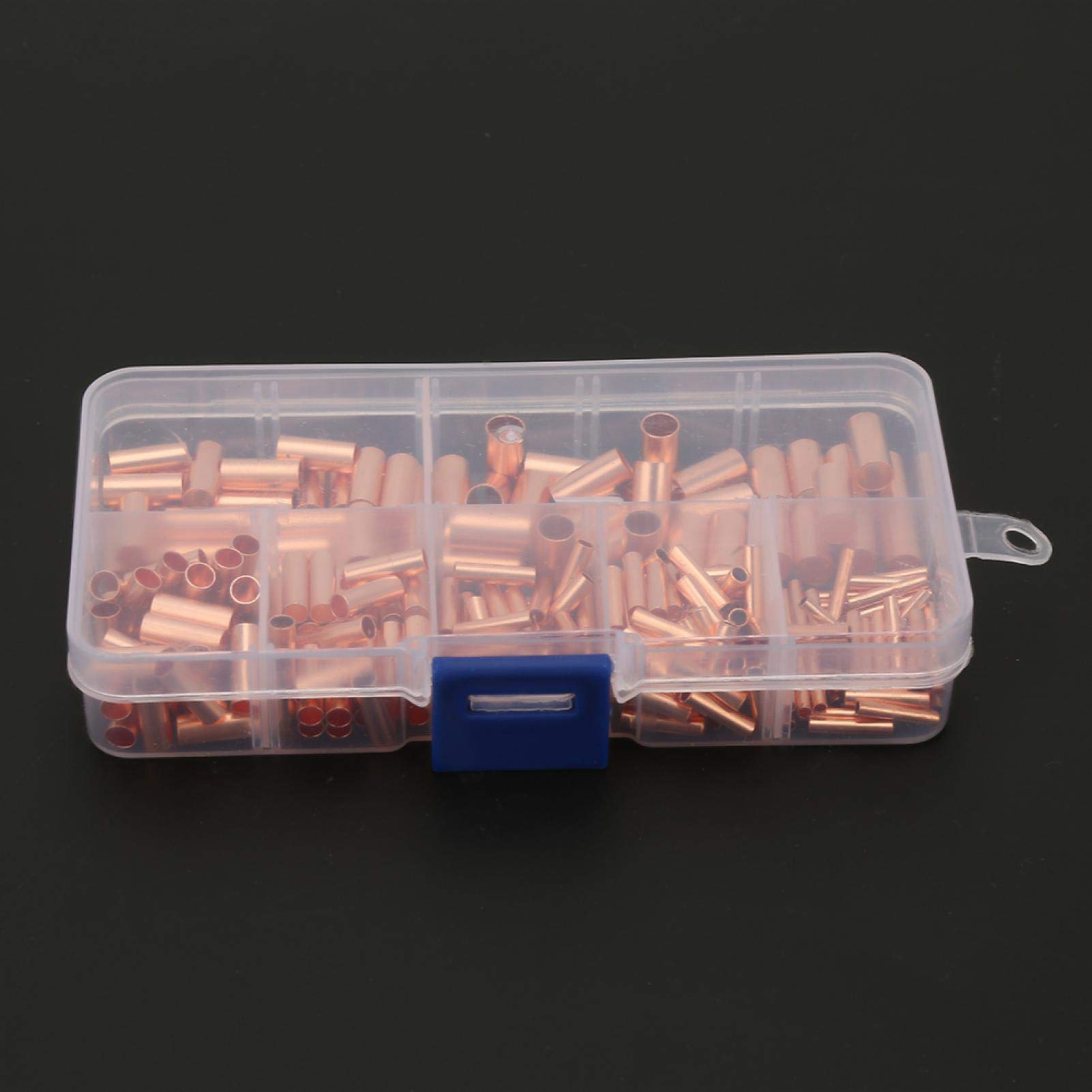 Fafeicy 250 szt.Rura łącząca z czerwonej miedzi GT1-6mm, złącze rury pośredniej, zestaw asortymentowy rurki czerwonej miedzi 2,2 mm ~ 6,5 mm do połączenia elektrycznego AC/DC
