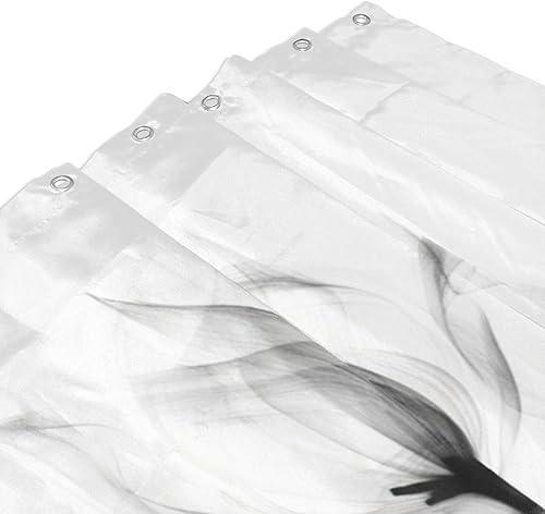 Miniatura 3 de YLATY2596 - Cortina de ducha de flores abstractas para baño, juego de cortina de ducha bohemia floral en blanco y negro, tela transparente, moderna,