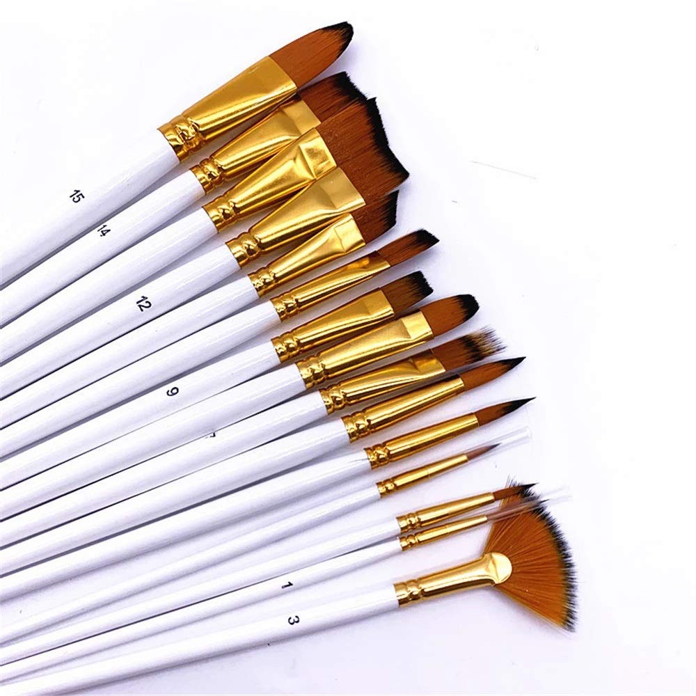 Paintbrush,15 Pcs Farbe Pinsel Set Öl Watercolor Gouache Painting Pop-Up Carrying Fall Palette Messer und Schwamm Art Lieferanten Schreibtisch