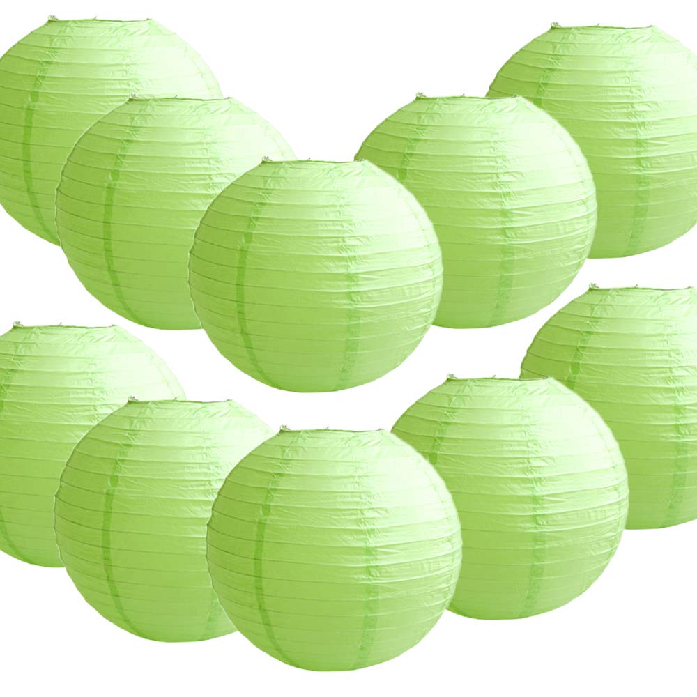 Time to Sparkle 10 Pack Tissue Paper Round Lanterns LampShade Lamp Shade Wedding Birthday Party Decoration | Apple Green, 10"(25cm) | — image 1