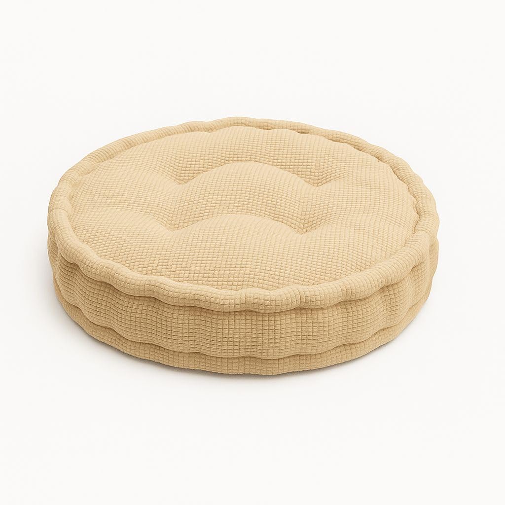 Soodie&Zuzu's Pack of 1 Booster Cushion Round Seat Pad 45x10cm, Thick 10cm Dining Chair & Armchair Cushion for Home, Office, Garden - Pain Relief Seat Pad for Elderly, Soft Polyester Cover (Beige) โ image 1