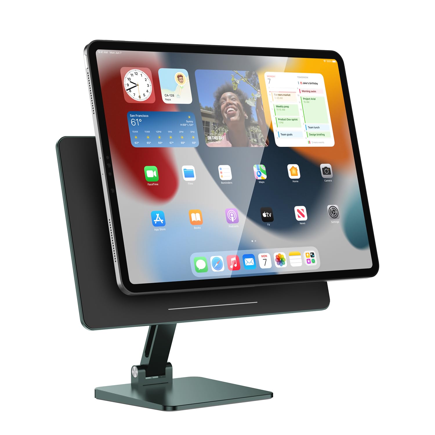 YouMedi Magnetic Stand for iPad Pro 12.9'' - Foldable Tablet Holder with 360° Rotation and Adjustable Angle, Strong Magnets