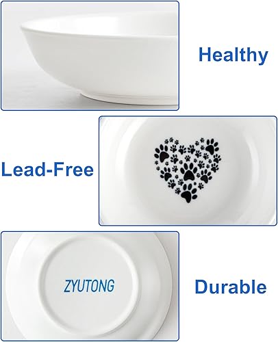 Miniatura 2 de Paquete de 3 cuencos de comida para gatos, cuencos de cerámica para gatos, antifatiga y antibigotes, juego de platos para gatos de interior, platos