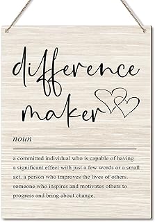 Difference Maker Definition Wooden Wall Art Door Hanging Signs for Funny Office Signs Wood Hanging Decor for Cool Office Decor Wood Plaque Signs for Coworker Appreciation Gifts for Women - Y361