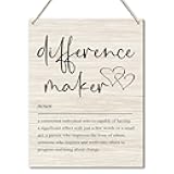 Difference Maker Definition Wooden Wall Art Door Hanging Signs for Funny Office Signs Wood Hanging Decor for Cool Office Decor Wood Plaque Signs for Coworker Appreciation Gifts 8x12 Inch