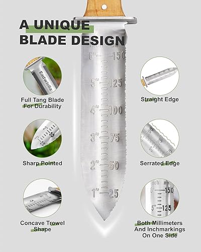 Miniatura 2 de Hori Hori - Cuchillo de paleta japonés, cuchillo de jardín con funda para excavar paisajismo, dividir plantas, plantar bulbos, excavar malezas,
