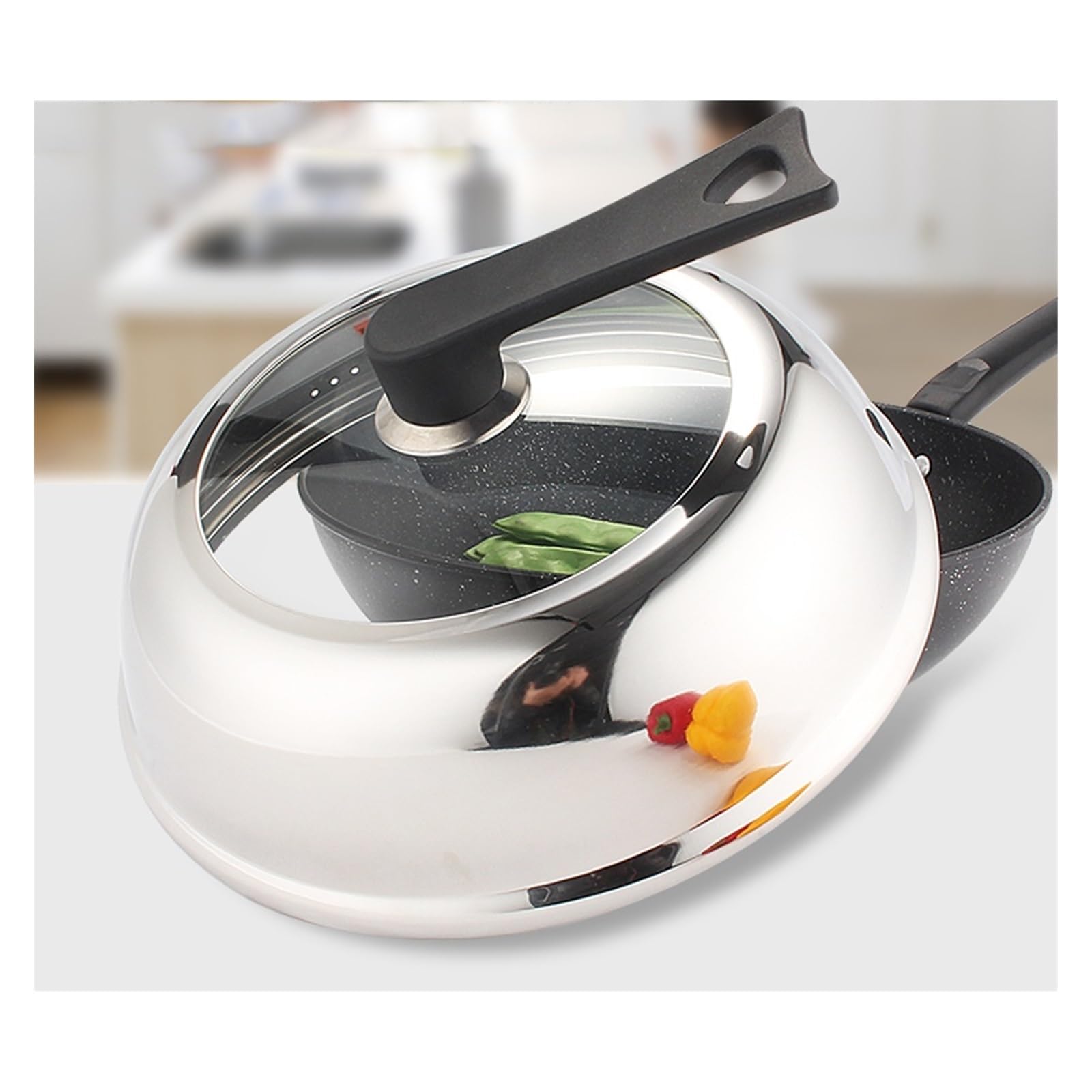 Coperchi per pentole Coperchio per Padella in Vetro temperato - Coperchio per Wok di Ricambio Coperchio per Padella per Saltare in Padella Coperchio per pentole da brodo,Un Colore 32