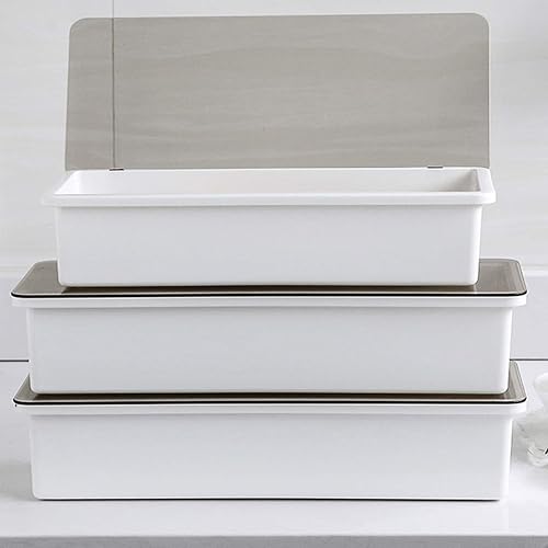 Vista 6 de AIYoo Bandeja grande para cubiertos, organizador de cajones de cocina con tapa y escurridor, bandeja de plástico para cubiertos de cocina