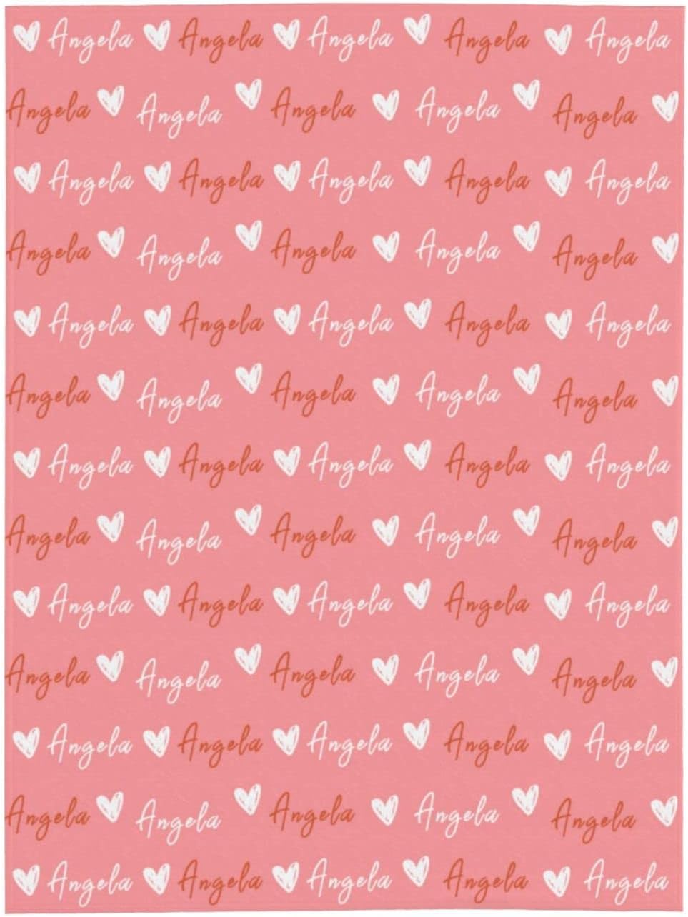 Custom One Name Thick Love Heart Blanket Personalized Bedding Throw Blankets Customized Flannel Fleece Blankets - 80"x60" - Valentine's Day Birthday Anniversary Father's Day