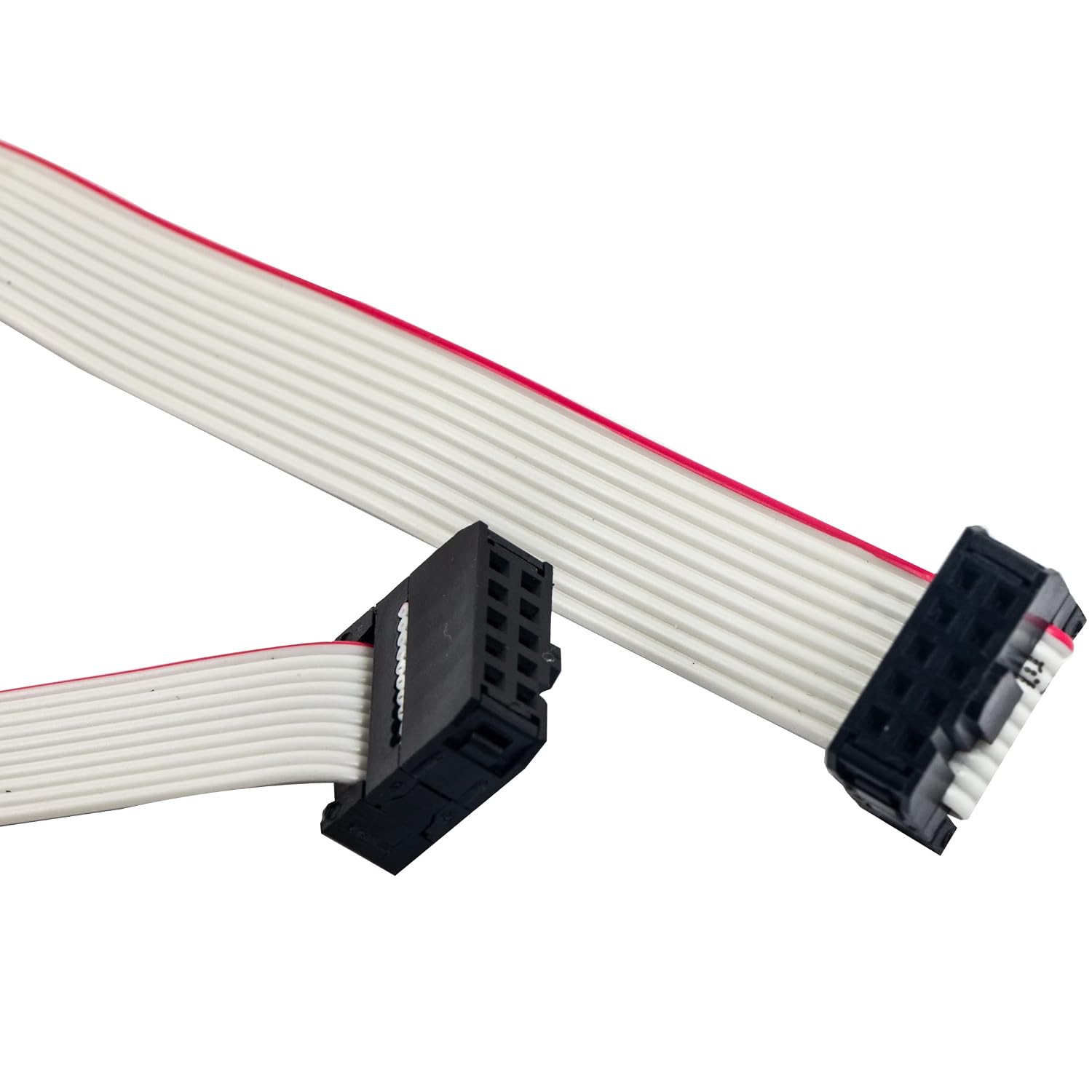 Flat Ribbon Cable 10 Pin 2x5 Female to Female IDC Ribbon Connector 0.1" Pitch 3.3FT (2pcs,Gray)