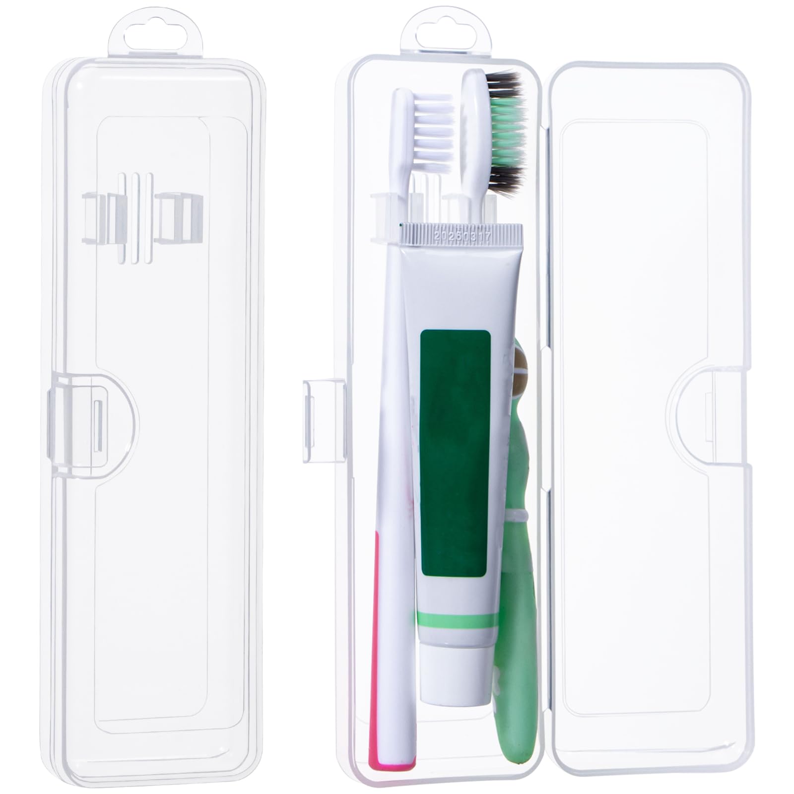 Gamdee Toothbrush Travel Case 2 Pack, Clear Toothbrush Case Holder Travel Size Plastic Toothbrush Holder Toothpaste Storage Container Portable for