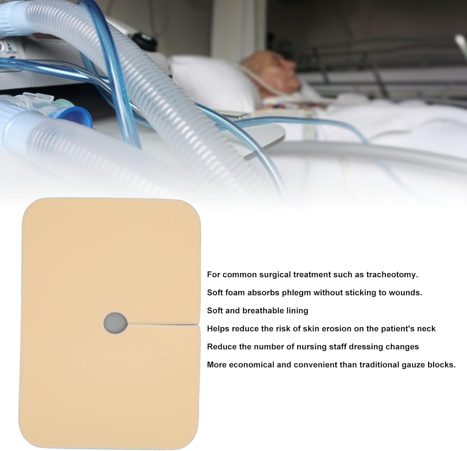 TOPINCN Opening Tracheostomy Pad Foam Tracheostomy Cover Used in