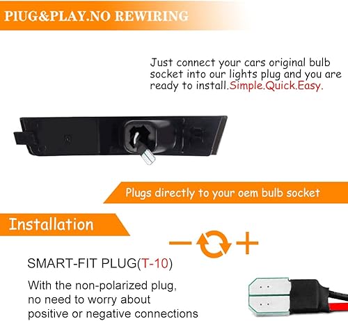 Miniatura 4 de Tonsya Para 2007 2008 2019 2010 Lincoln MKX guardabarros lateral marcador parachoques luces ámbar completo y rojo Led lámparas 4 unids