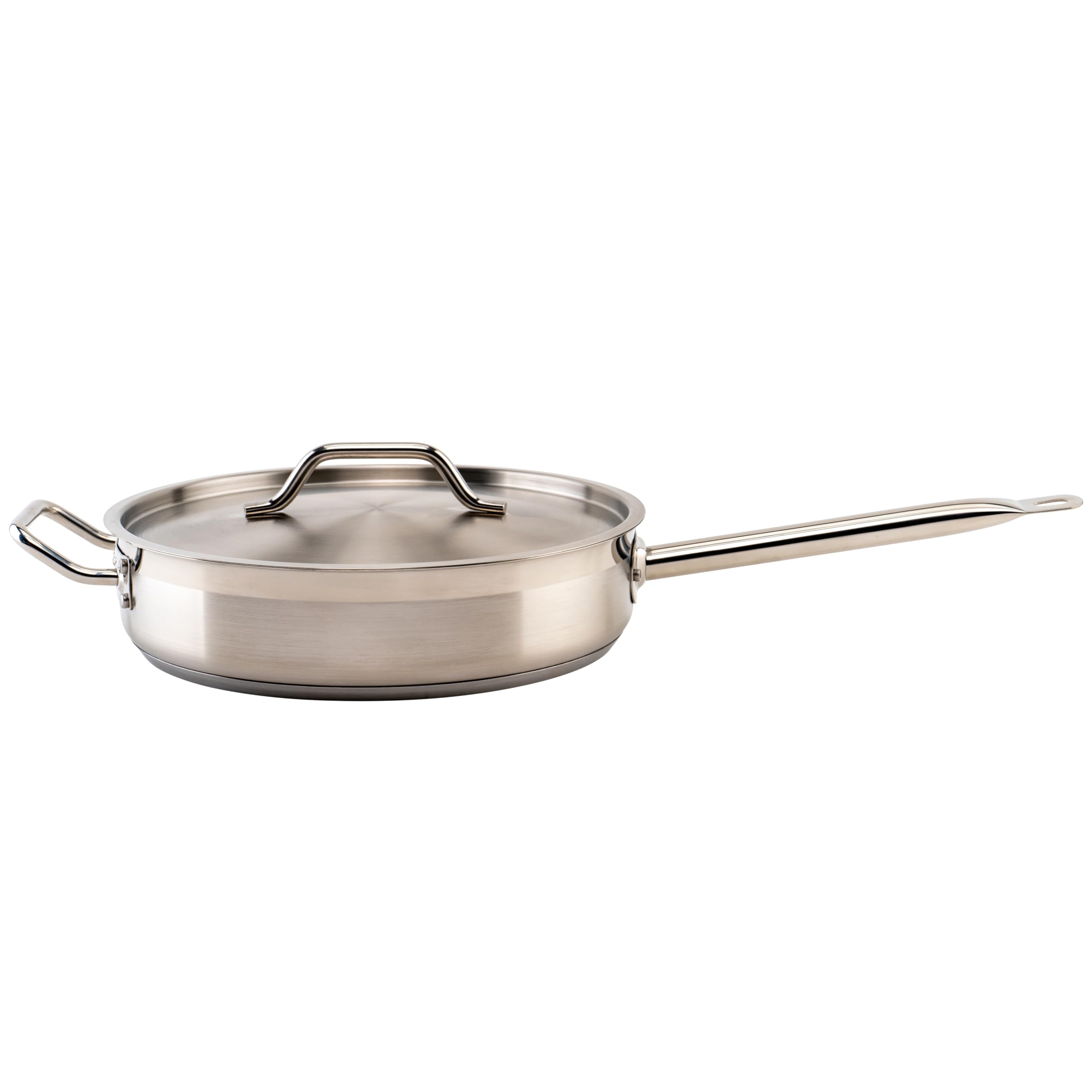 5 qt Stainless Steel Saute Pan with Cover by Winco – Standard, 5.0 quarts, Plastic, Model SSET-5