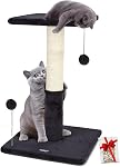 Happi N Pets 22"/56CM Cat Scratching Post, Natural Sisal Scratchers Trees for Indoor Cats, Featuring with Rotatable Hanging Balls & Stable Base, Cat Scratch Posts for Kittens-Black
