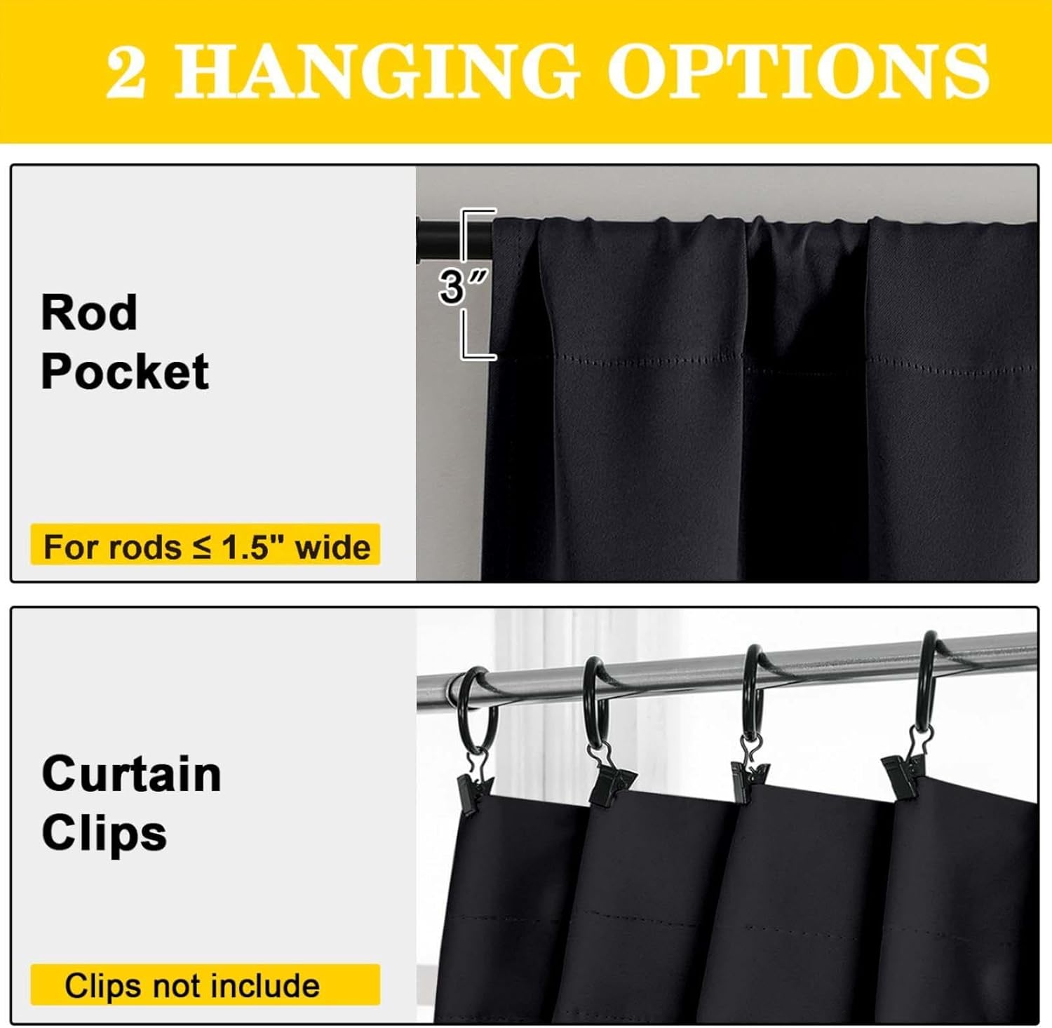 Black Blackout Curtains 84 Inch Length 2 Panels Set, Soft Solid Thermal Insulated Room Darkening Curtains 84 Inches Long for Bedroom Living Room, Rod Pocket Drape, Black, Each 40" Wx84 L - Image 4