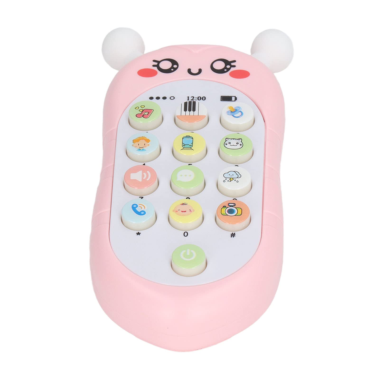 CHICIRIS Baby Phone Toy, Durable Plastic Baby Musical Phone Portable Baby Cell Phone Toy Honeybee Style Battery Not Included (Pink with Lanyard) — image 1