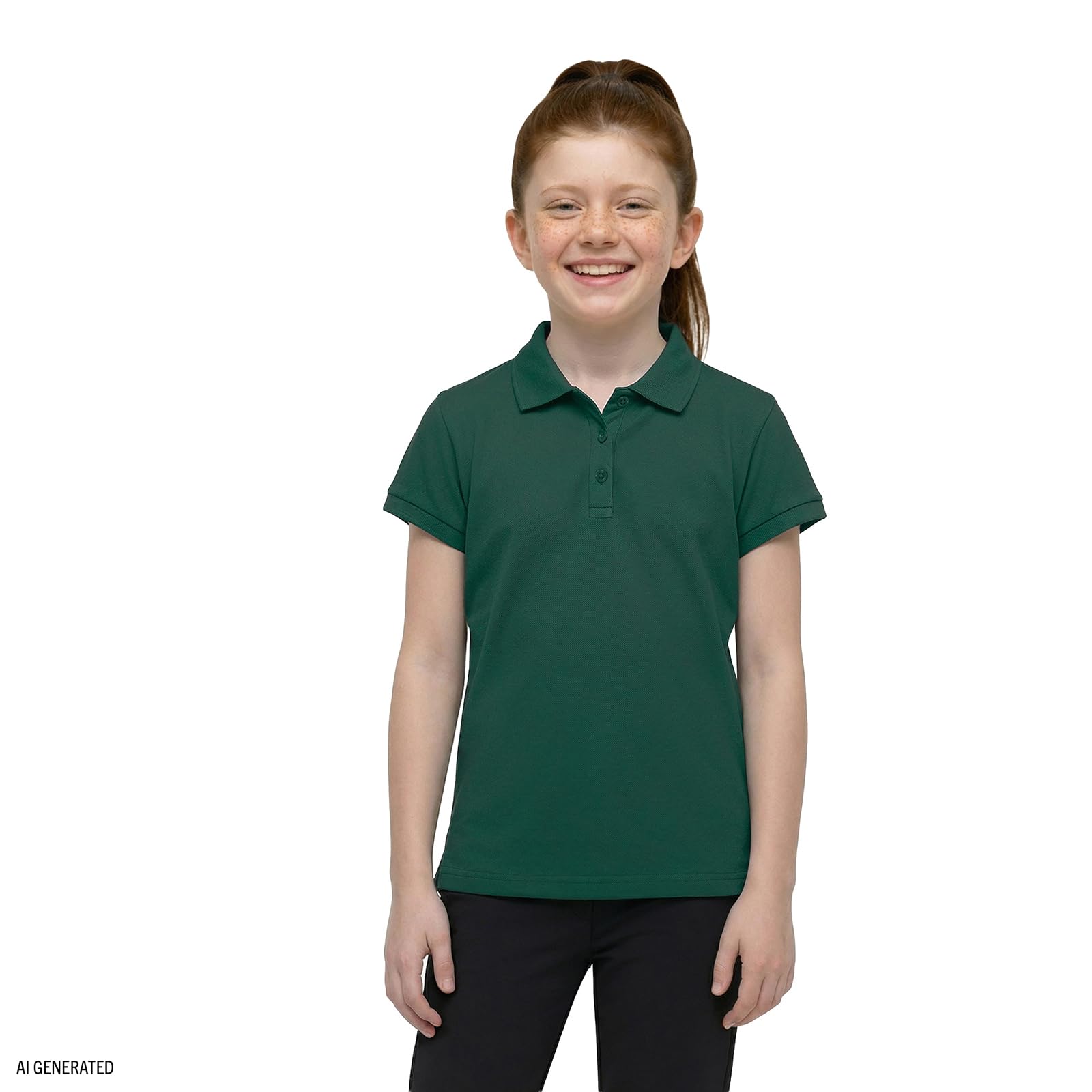 Izod Polo de Manga Corta para Uniforme Escolar, Cierre de Botón, Tela Entrelazada Cómoda Y Suave Camisa Niñas