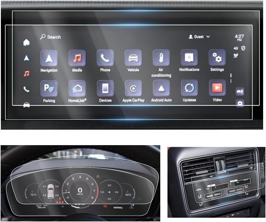 Ruiya 2024-2026 Cayenne Screen Protector for Porsche Cayenne 12.3" &12.6" & Air Conditioner Anti-glare Nano Films Compatible with 2024 2025 2026 Porsche Cayenne Accessories 2026 (6Packs)