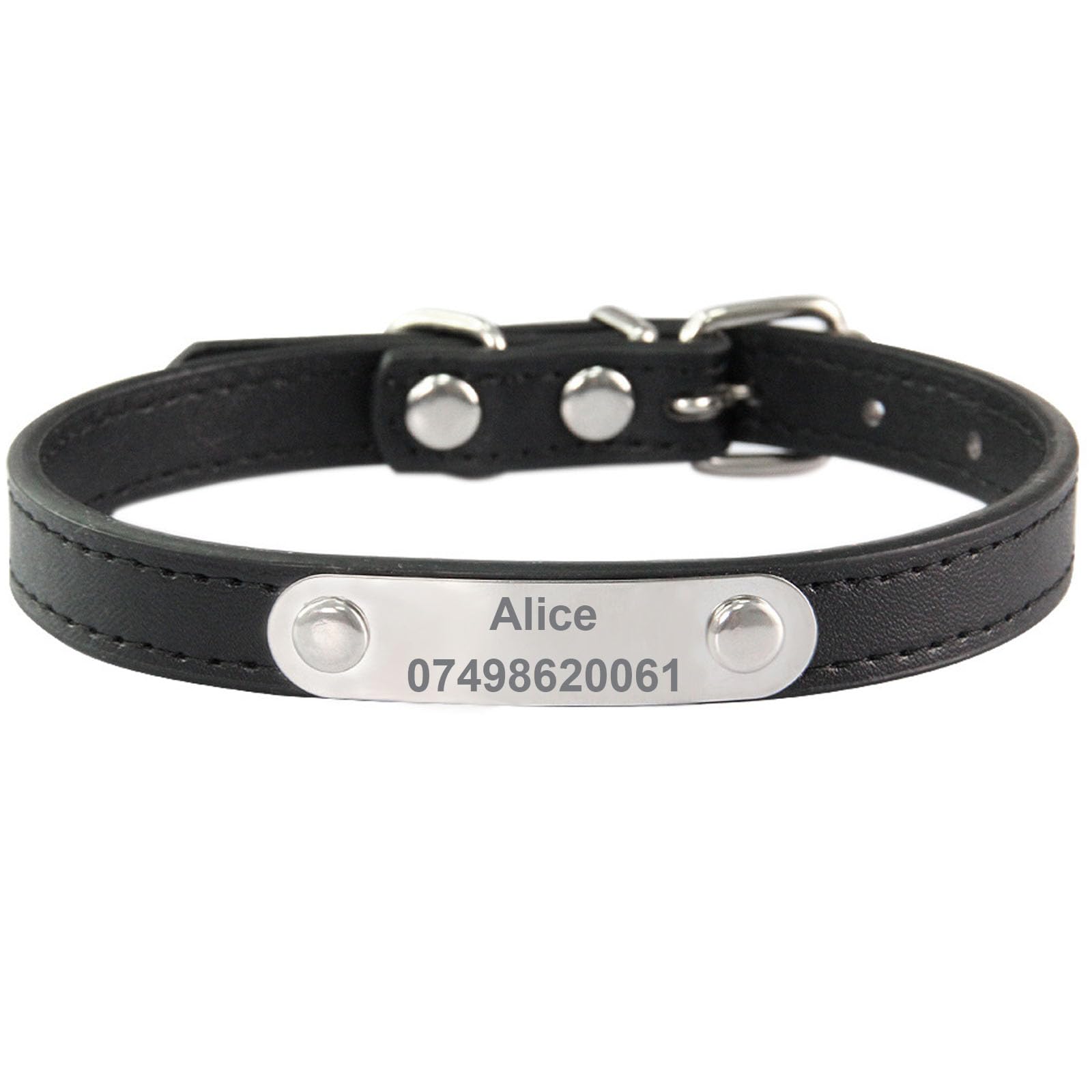Collar de cuero personalizado para perros con placa personalizada de acero inoxidable, collares para perros de tamaño pequeño, mediano y grande