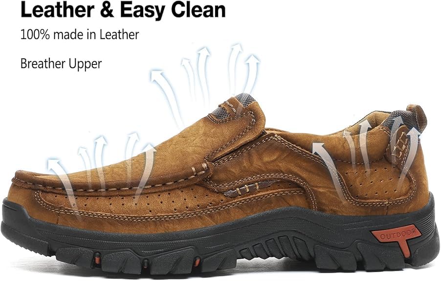 Men's Slip On Classical Leather Loafers Hands Free Leather Shoes Walking Casual Boots Comfortable Breathable Outdoor Office Driving Business3