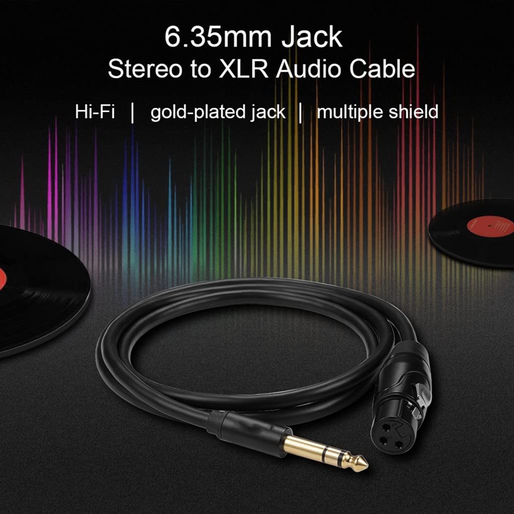 Kabel audio, kabel instrumentalny, kabel XLR do gniazda mikrofonowego Jack Lead Aux TRS 6,35 mm/6,5 mm męski przewód żeński mikser gitarowy wzmacniacz stereo (kolor: jak pokazano, rozmiar: jeden rozmi