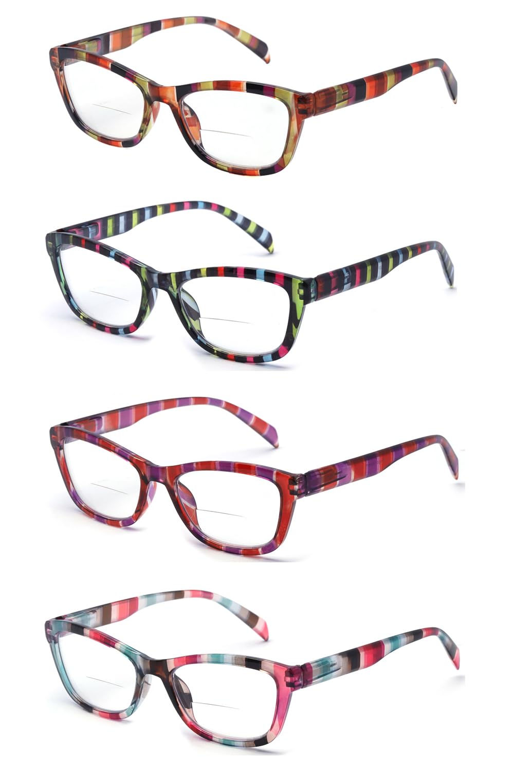 Success Eyewear Yogo Vision Gafas de lectura bifocales para hombre y mujer, rectangulares, multifocales, diseño retro, paquete de 4-2,75