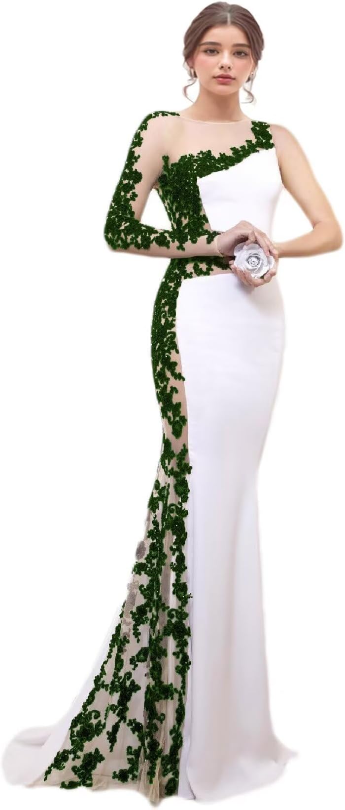 Mermaid Lace Prom Dresses 2025 Satin Formal Dress with Sleeves Long Appliques Evening Gowns