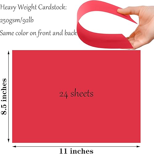 Miniatura 2 de Gondiane 24 hojas de papel de cartulina roja de 8.5 x 11 pulgadas para tarjetas de bricolaje, invitaciones, álbumes de recortes y otras manualidades