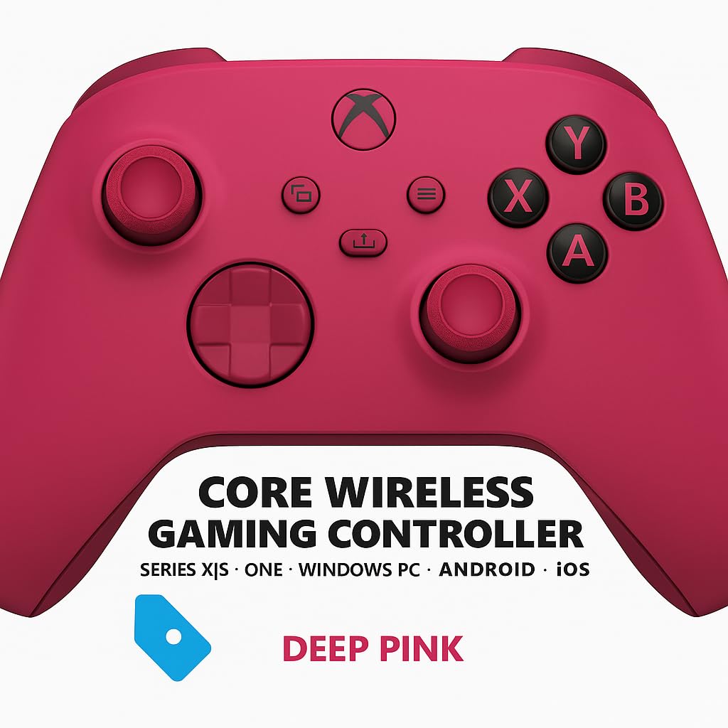 Core Wireless Gaming Controller for Series X|S, One, Windows PC, Android, and iOS – Deep Pink – Heavy-Duty Design Over 1 LB – Ultimate Bluetooth Gamepad for Console and Mobile Gamers 889842875560