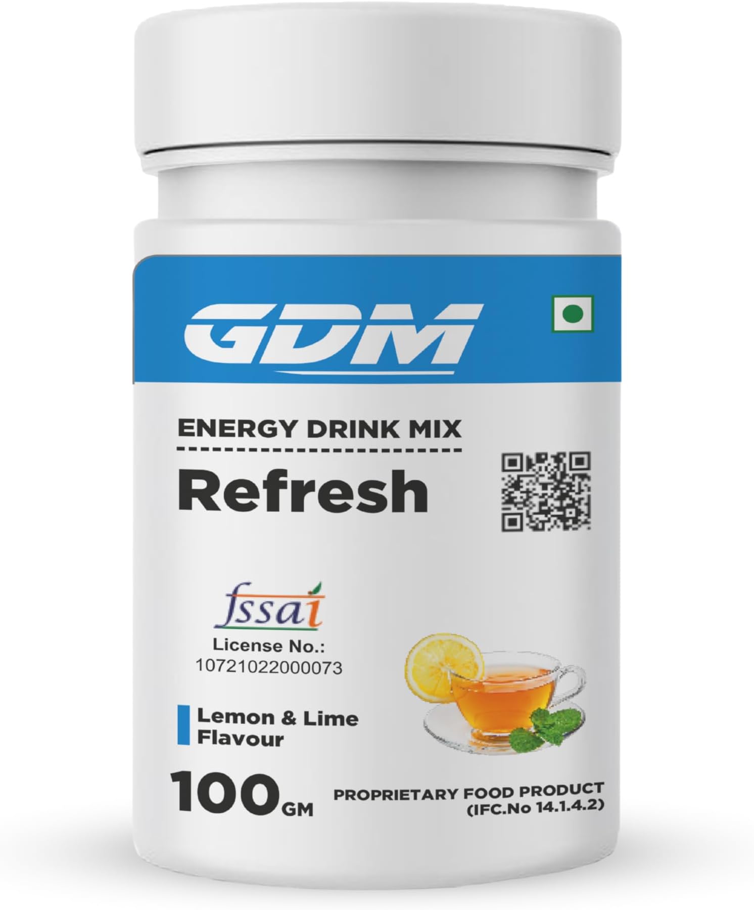 GDM Refresh Energy Drink for Refreshment and Mental alertness | 100g (100 Servings) | Lemon & Lime Flavour