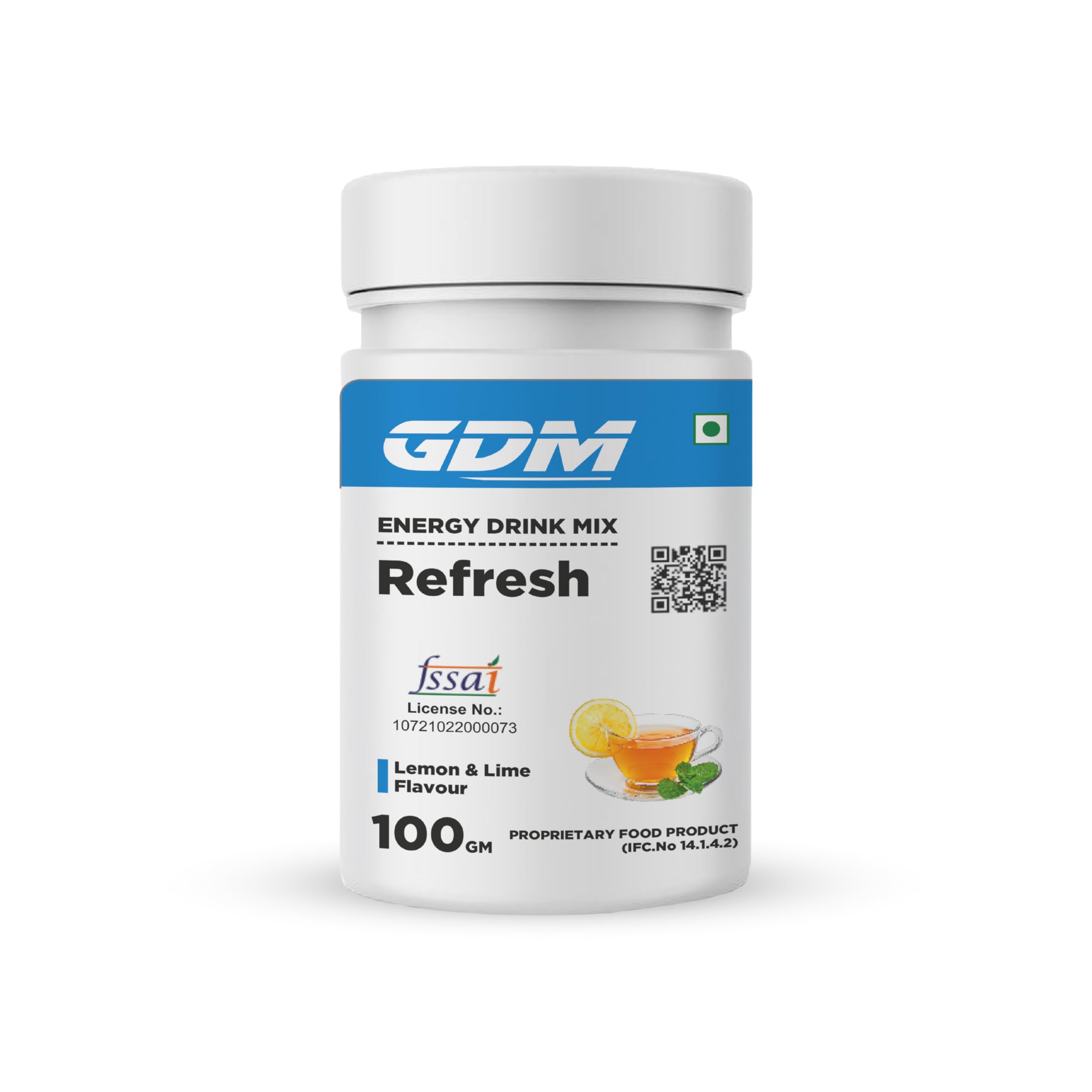 GDM Refresh Energy Drink for Refreshment and Mental alertness | 100g (100 Servings) | Lemon & Lime Flavour