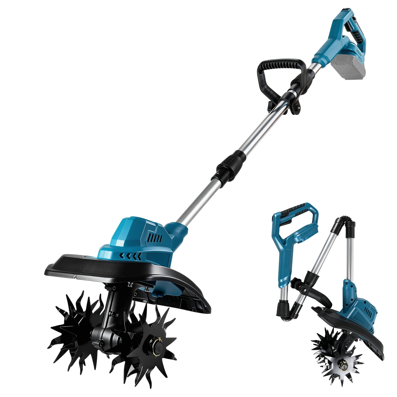 Akku Bodenhacke Motorhacke für Makita 18V (ohne Akku), 500W Bürstenloser Motor, 22cm Arbeitsbreite & 17cm Tiefe, 48 Robuste Stahlzinken, Leichte Elektro-Gartenfräse für Beete Hochbeete Gemüsegarten