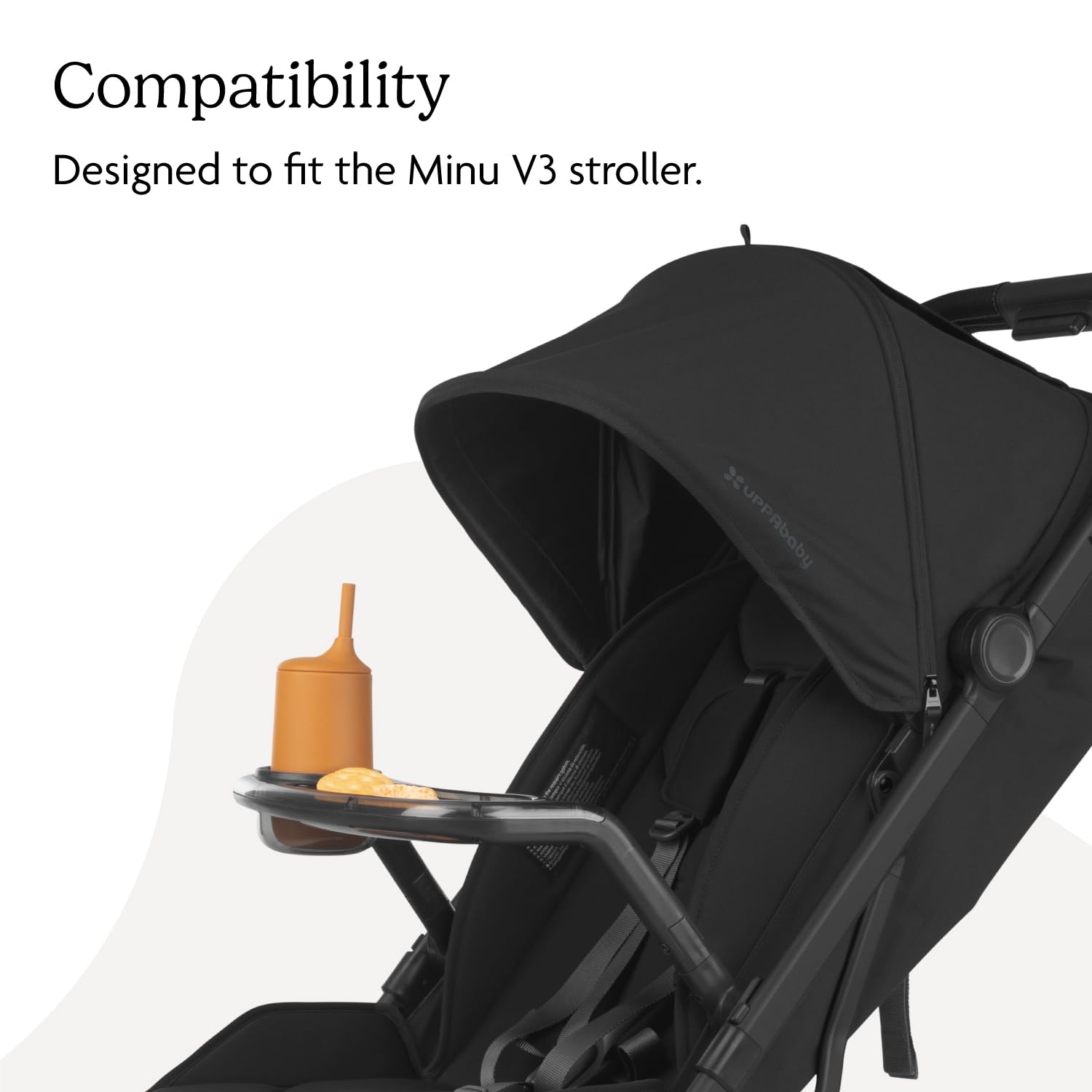 UPPAbaby Plateau à goûter pour Poussette Minu V3 – Plateau + Porte-gobelet – Fixation Rapide – Passe au Lave-Vaisselle – Se replie avec la Poussette