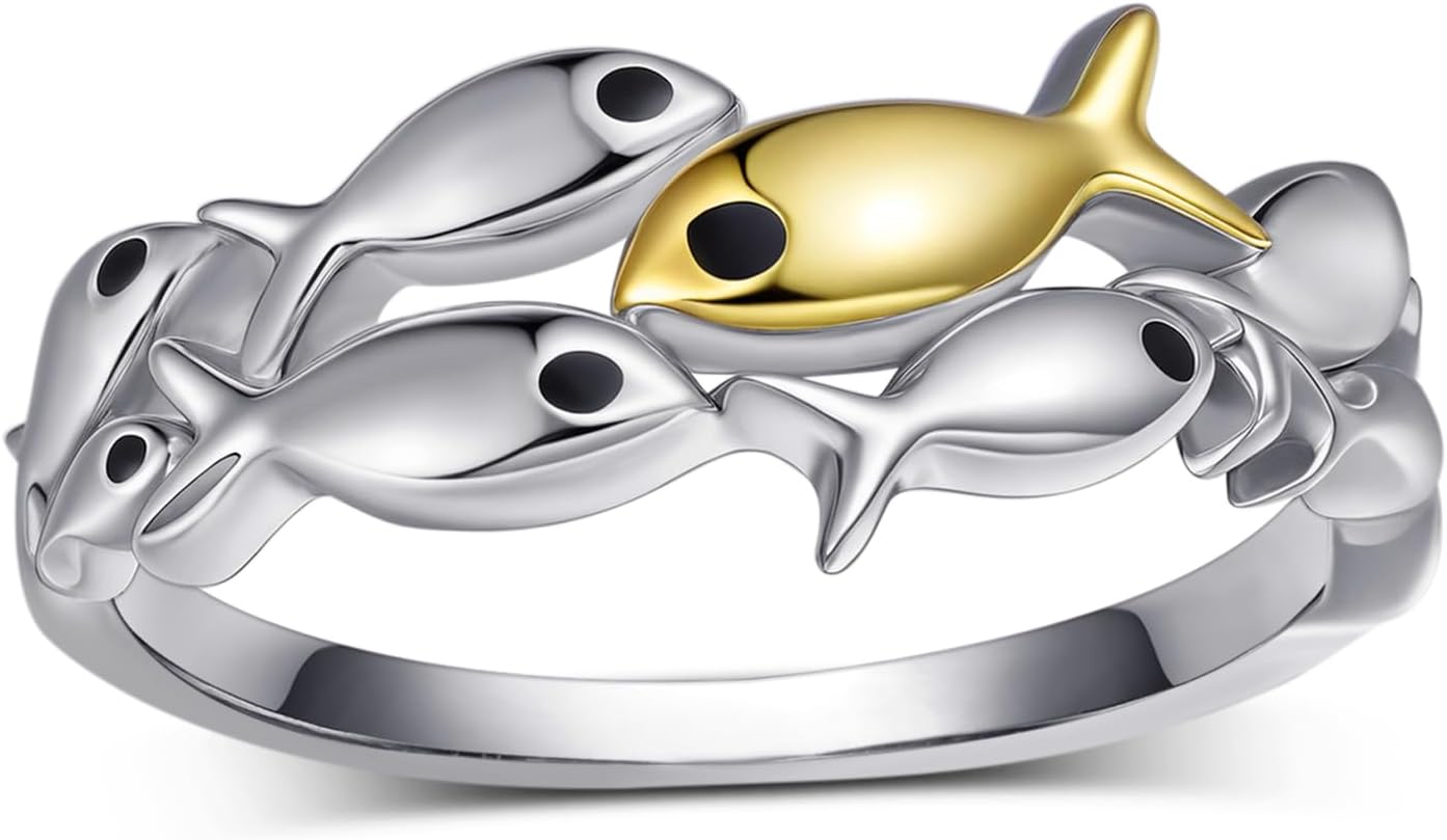 Swim Against The Current Ring 925 Sterling Silver Inspirational Rings Inspirational Gifts for Women